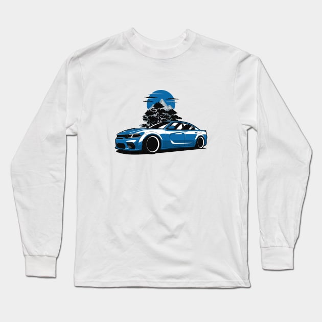 Blue Charger Nature Sunset Long Sleeve T-Shirt by KaroCars